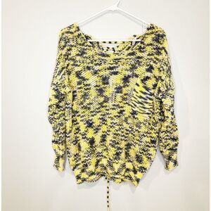 Anthropologie raga chunky knit tie back sweater yellow
